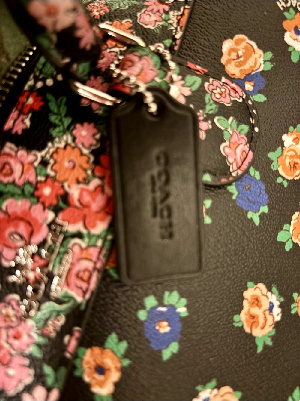 Coach Black Multi Floral Dome Satchel Like New - Picture 8 of 9